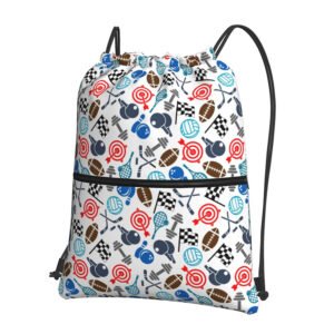 Sport Items Drawstring Backpack Gym Bag,Sport Gym Sackpack,Gym Sack with Side Pocket for Men & Women